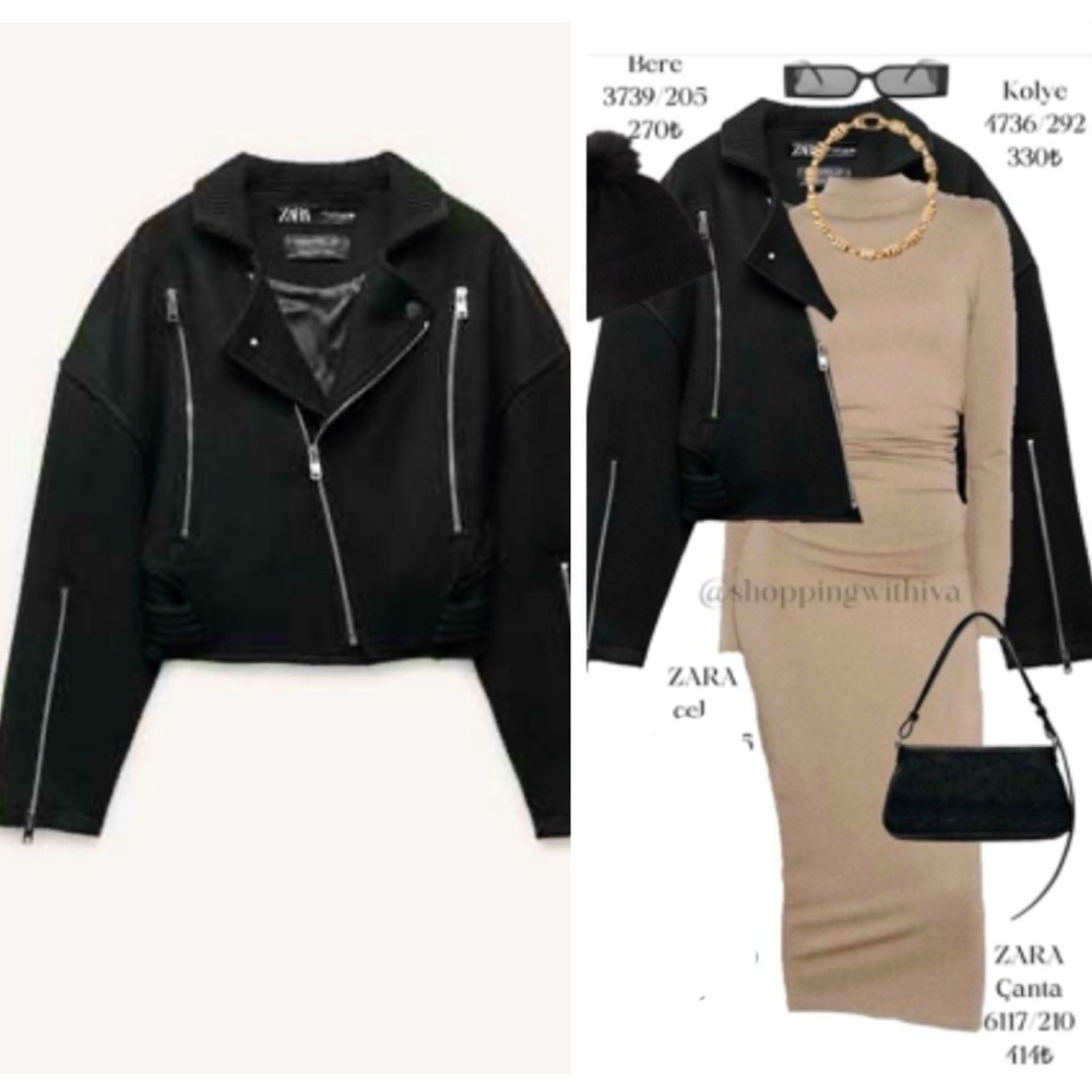 ZARA Manteco 75% Italian wool biker jacket